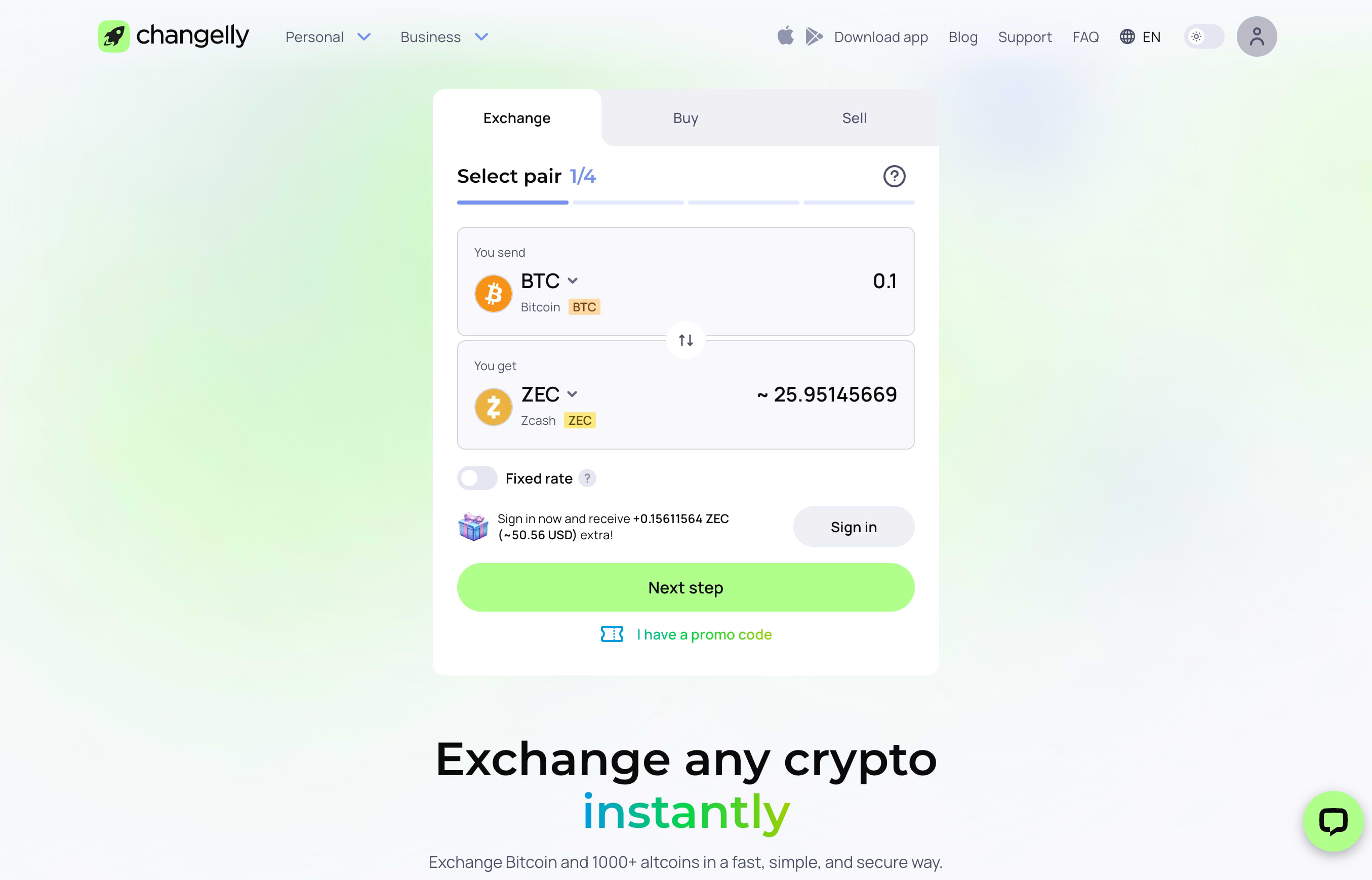 Changelly Website